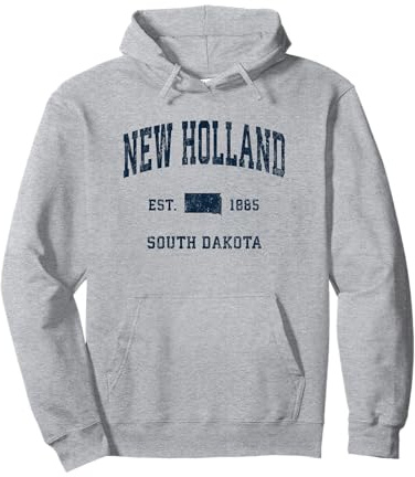 New Holland South Dakota SD Sportjacke im Vintage-Stil von Athletic, Marineblau Pullover Hoodie