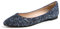 Feversole Women's Sparkle Memory Foam Cushioned Colorful Shiny Ballet Flats Pumps Glitter Pointed Night Blue Size 5.5