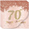 Rose Gold Happy 70th Birthday Napkins, 20Pcs Party Paper Napkins, Her 70th Birthday Gifts, Tableware Decorations
