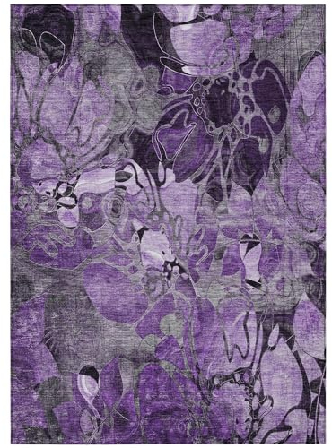 Addison Rugs Chantille ACN558 Purple 5' x 7'6 Indoor Outdoor Area Rug, Stain Resistant, Machine Washable, Non Shedding, Bedroom, Living Room, Dining Room, Kitchen Rug