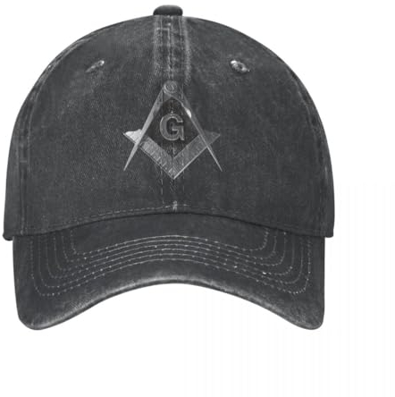 Herren Freimaurer Baseballkappe, Unisex Vintage Wohltätigkeits-Freimaurer Bestickte Zufällige Baseballmützen, Sonnenschutz-Trucker-Mützen (Color : Black, Size : One Size)