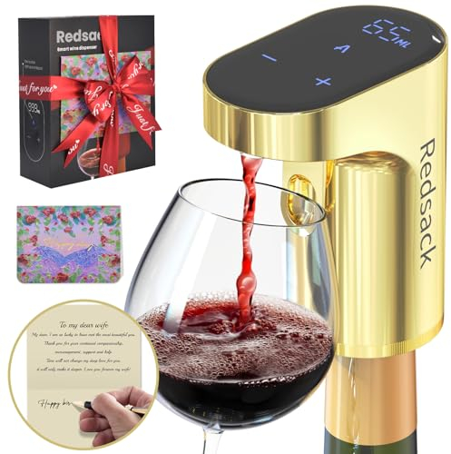 Redsack Wife Gift Electric Decanter Aerator Smart Dosing Wine Dispenser, Anniversary Idea Birthday Gifts for Women, Exclusive Greeting Cards for Wife