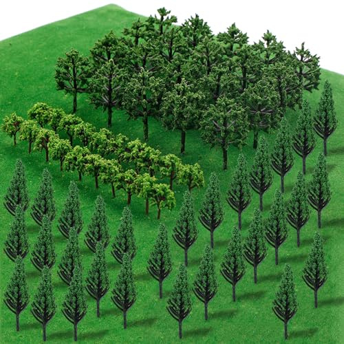 XEERUN 70 Stück Modell Bäume Miniatur, 3-6cm, Zug Bäume Eisenbahn Landschaft Diorama Baum Architektur Bäumes, Miniatur Zubehör für DIY Landschaft, Mini Landschaftsgestaltung