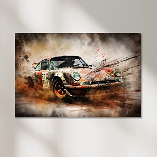 Dekomundo Porsche 911 Auto Poster, Leinwandbild oder Bild mit Rahmen, 60x80 cm, Fotoposter