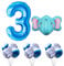 FUNFEST Luftballons zum 3. Geburtstag, Farbe Blau, 100 cm – Set Dekoration Elefant 60 cm + 12 Luftballons Latex blau und blaue Flügel – Dekoration Ballon Geburtstag – fliegt mit Helium
