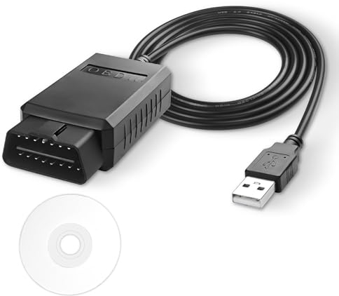 XMSJSIY Adattatore per scanner USB OBD2 con interruttore MS-CAN/HS-CAN, cavo diagnostico OBDII, interfaccia auto, porta USB, lettore di codice OBD2, scanner per auto, professionale, OBDII, strumento