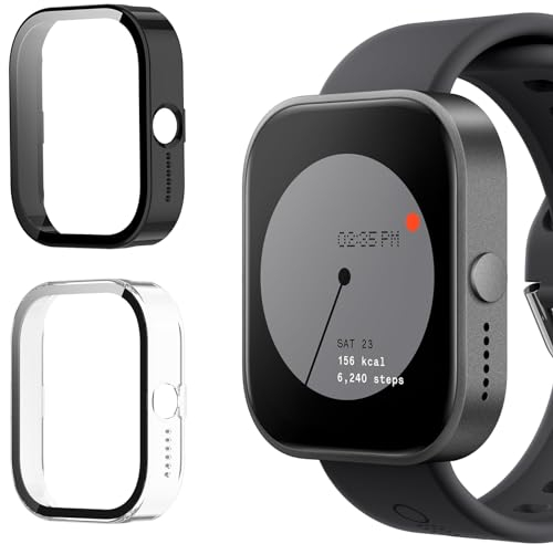 KUSINHOKA 2 Stück Hard Hülle für CMF by Nothing Watch Pro mit Anti-Kratzen Schutzfolie, HD Klar Displayschutzfolie 360°Rundum Vollständige Abdeckung Ultradünne Stoßfest PC Schutzhülle