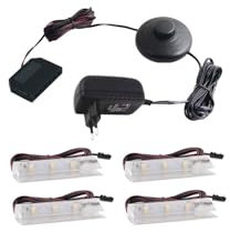 ledomec LED Glasbodenbeleuchtungs Set Mit 1-6 Clips (kaltweiß 6000K, 4er komplettset mit Fußdruckschalter)
