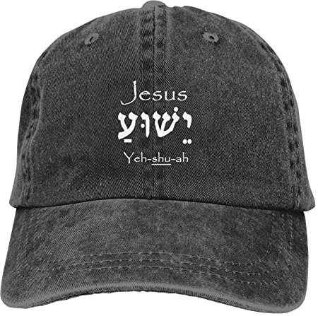 ATOurDealss Jesus Yeshua Hebräische klassische Baseballkappe, Trucker-Mütze, Erwachsene, Unisex, verstellbar, Schwarz, Schwarz , One size