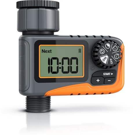 Brandson - Digital Water Computer, Watering timer, Water flow meter, Practical water meter for the garden IPX5, Automatic and Time-Saving Irrigation, Rain Delay, indoor and outdoor use