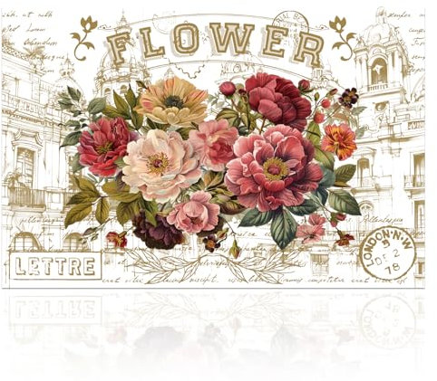 GLOBLELAND 3 Stück Möbeltransfer Mit Retro Rose Und Londoner Gebäuden 6x12 Zoll Blumen Und Buchstaben Transfer Zum Aufreiben Selbstklebende Wandkunst Aufkleber Für Schlafzimmer Wohnzimmer