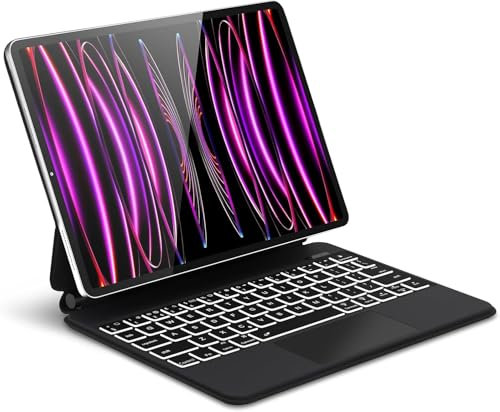 IVEOPPE Magnetic Keyboard Case for iPad Air 11 Inch M2 2024, Air 5th/4th Gen, for iPad Pro 11 inch (4th/3rd/2nd/1st), 7-Color Backlight, Backlit Keys, Multi-Touch Trackpad, Black