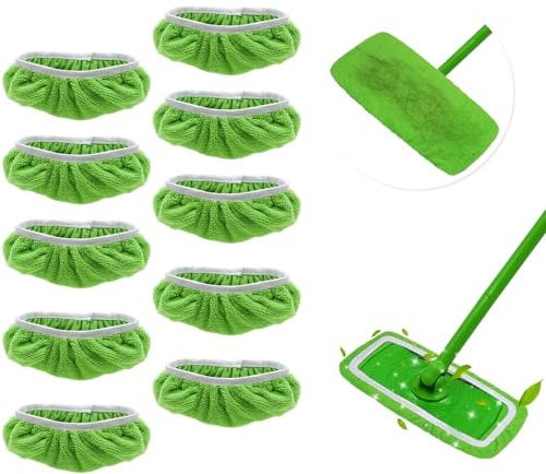 10 Pièces Lingettes Reutilisable pour Swiffer Sweeper,Lavables Mop de Chiffons de Rechange en Microfibre,SerpillièRe Humide Et SèChe en Microfibre, AdaptéEs à Tous Types De Sols