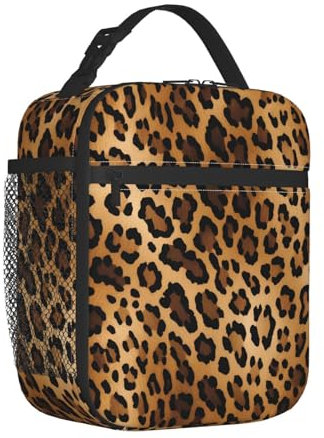 Mexpekil Lonchera térmica reutilizable con estampado de leopardo para niños y niñas, a prueba de fugas, para escuela, trabajo, oficina, campamento