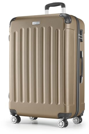 MERISH Reisekoffer Koffer Kofferset Trolleys Zwillingsrollen 3tlg. Hartschale in 9 Farben (Champagner, XL)