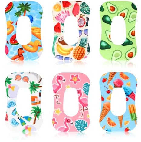 Tinoaly 24pcs Waterproof Adhesive Patches for Dexcom G6, Breathable Sensor Protector Skin Grip Sweatproof Universal Sensor Cover Stickers (6 Fun Summer Styles)