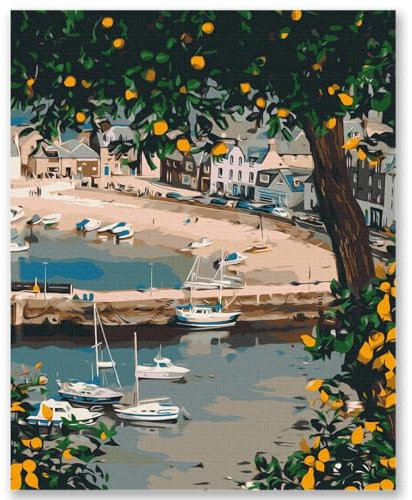 Peinture par Numéros Brushme – 40x50 cm avec Cadre, Baie Pittoresque à Peindre, Art Paysager DIY pour Adultes