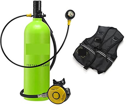 NGBFF Tauchflasche, 2L Diving Rebreather Tauchausrüstung Tragbar,zum Tauchen/Bootsreinigung(Blackhead in Green Bottle)