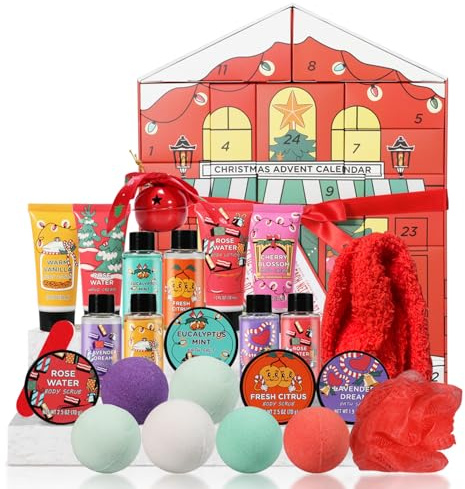 BODY & EARTH Weihnachtsgeschenke Adventskalender 2026 für Frauen mit 24 SPA Produkten und Weihnachtsdekoration, darunter Handcreme, Körperlotion, Duschgel uvm, Weihnachtsgeschenke für frauen