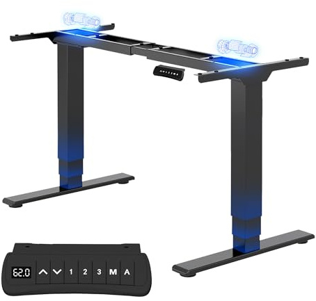 FLEXISPOT EC5 PRO Standing Desk Frame Dual Motors 3 Stage, 160KG Heavy Duty Electric Height Adjustable Sit Stand up with LED Memory and Reminder Keyboard, Black