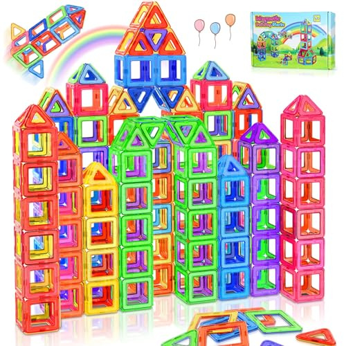 Lovchil Magnetic Building Blocks - 40pcs Magnetic Blocks for Kids - Magneticc Tiles for 3 4 5 6 7 8 Years Old Boys Girls - Preschool Learning Educational Construction Toys - Christmas Birthday Gift