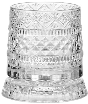 Bicchiere da whisky rotante per bourbon, elegante set da cocktail da 340 ml, accessori per barba, accessori in vetro con design a vortice, bicchiere da whisky per casa, bar, feste, eventi, nascite