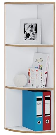 VCM Holzregal stehend | platzsparendes Eckregal | Maße Bücherregal ca. H. 110 x B. 33 x T. 33 cm | Elegantes Regal | Büroregal – Salia 3fach