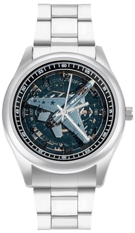 FekiLoot Air Force Fighter Jet-Uhr für Herren und Damen, minimalistische Edelstahl-Armbanduhr, modisch, analog, Quarz-Armbanduhr, Zifferblatt, elegante Uhren für Business, Party, Alltag und Geschenk