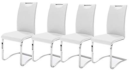 Robas Lund, Stuhl, Esszimmerstuhl, Schwingstuhl Köln, 4er Set, Weiß, 57 x 43 x 100 cm