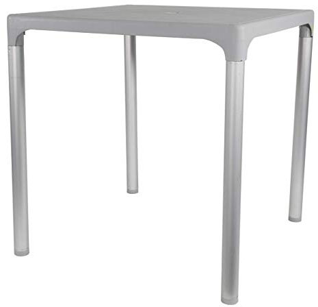 Bistrotisch Bella Gartentisch Balkontisch Esstisch Kunststofftisch Alu Tischbeine weiss oder grau (Grau)