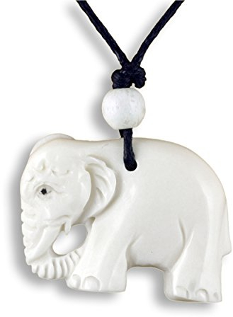 Island Piercings Halskette Kleiner Elefant aus Knochen Anhänger Handarbeit längenverstellbar PB356