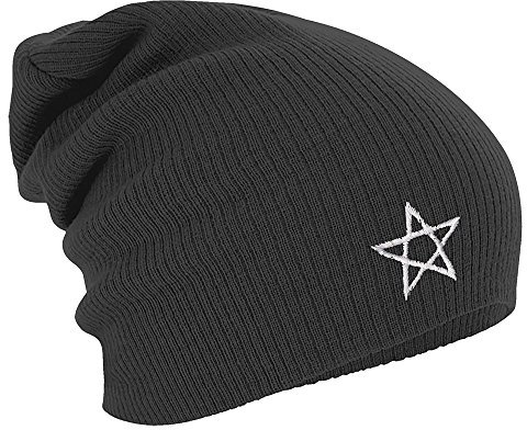 Fan-O-Menal Textilien Longbeanie Slouch-Beanie Mütze Stern 54554 Farbe grau