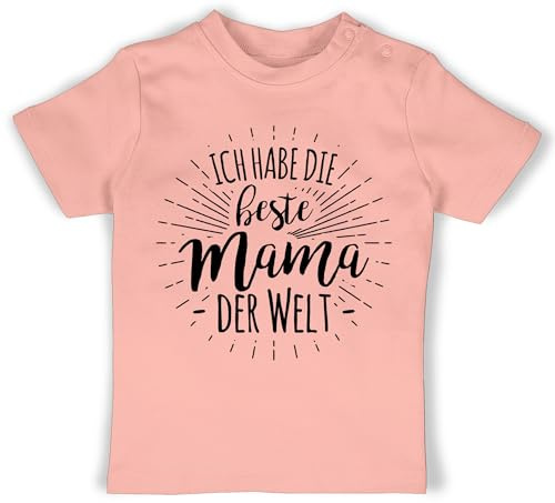 Baby T-Shirt Mädchen Jungen - Ich Habe die Beste Mama der Welt - 12/18 Monate - Babyrosa - sprüche zum ersten Muttertag muddi Mami Bekleidung für Babys erste muttertagsgeschenk Mamas super Tshirt