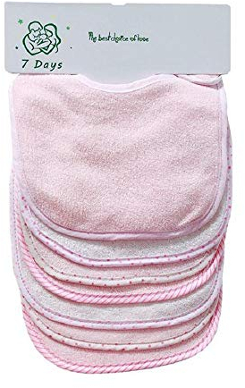 Lot de 7 bavoirs doux double couche 100% coton absorbant (pink)