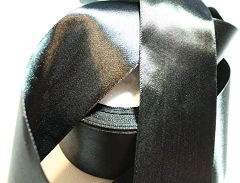 CaPiSo 22m Satinband 50mm Breite Schleifenband Geschenkband Dekoband Weihnachten Hochzeit (Schwarz, 22m)