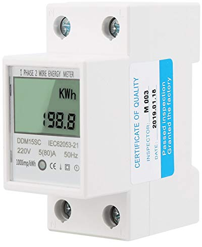 Digitaler Stromzähler Zweiphasig für Hutschiene, Multifunktion LCD Wattmeter Elektrozähler mit S/U Kabel Diagramm