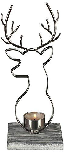 Yankee Candle Nordic Stag Tealight Holder, Metal, Silver, 10.2 cm x 10.2 cm x 10.8 cm