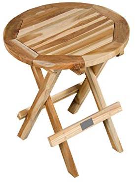 Ambientehome Teakholz Beistelltisch ca. 50 cm Ø Balkontisch Gartentisch,Braun