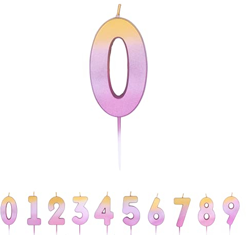 Pioneer Party Zero Candle, Age Zero, Zero Birthday Candle, Premium Quality Candle Decoration, 10th, 20th, 30th, 40th, 50th, 60th, Milestone Birthdays 15850, Rose Gold Ombre