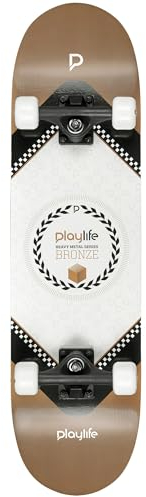 Playlife Skateboard Heavy Metal Bronze, 31 / 8 - 79cm / 20,5cm, 50x36mm 92A Rollen, ABEC 5 Kugellager, Art. nr.: 880279
