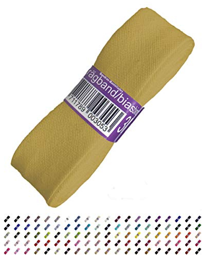 Sandras-Bastelladen Schrägband/Einfassband Baumwolle Uni gefalzt 3m x 20mm 521-Olive Hell