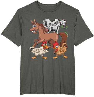 Regalo Per Bambini Cavallo Mucca Pollo Fattoria Animale Maglietta