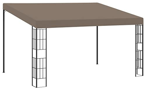vidaXL Wand Pavillon Anbaupavillon Sonnenschutz Pergola Gartenpavillon Terrassendach Überdachung Gartenzelt Partyzelt 4x3m Taupe Stoff