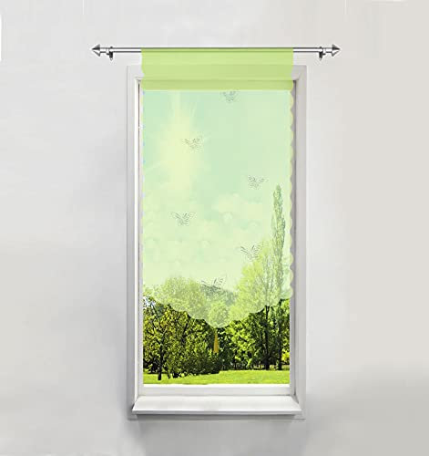 BAILEY JO Scheibengardine mit Schmetterling Laserschneiden Rollos Voile Transparent 1er-Pack Bildergardine (Grün, BxH 60x120cm)