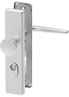 BASI Tür-Schutzbeschlag aus Aluminium F1 | für Haustüren |Türstärke 38-45 mm | Türklinke | Zylinderabdeckung | Wechselgarnitur | Drücker | Knopf