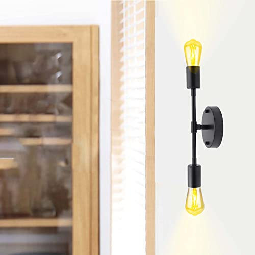 Vanity Light Moderne Wandleuchte YnGia Schwarz Industrielle Wandleuchter Wandleuchten Vintage Badezimmer Leuchten Wandhalter Lampe für Pulver Zimmer Flur [E27]