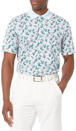 Amazon Essentials Polo de Golf à Manches Courtes, Évacuation de l’Humidité et Séchage Rapide Homme, Bleu Pâle Flamant Rose, XL