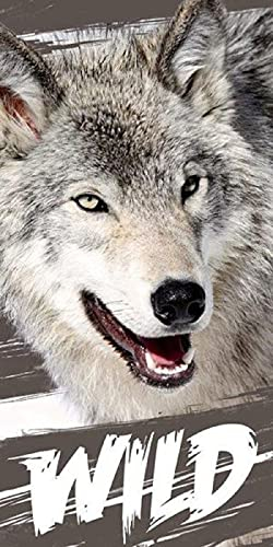 Aptex Duschtuch Badetuch Strandtuch mit Wolf 70 x 140cm