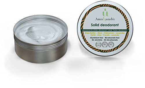 Organic Vegan Solid Deodorant 50 ML - frische Haut Antitranspirant beseitigt Gerüche langanhaltende Kosmetik ohne Aluminium und ohne chemische Produkte Aroma Zimt und Lavendel Amakandu