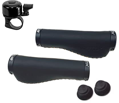 Matrix Lenkergriffe Fahrradgriff Griff Leder Lang Lang - Schwarz inkl. Fahrradklingel
